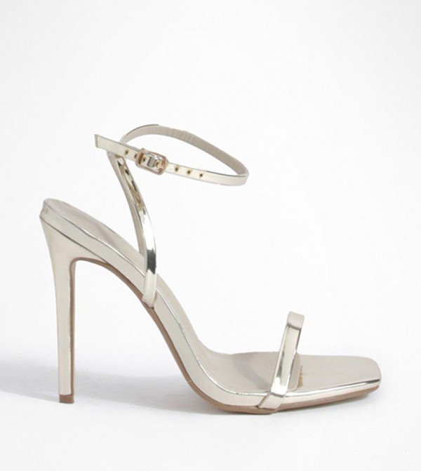Buy Boohoo Wide Fit Barely There Stiletto Heels In Gold