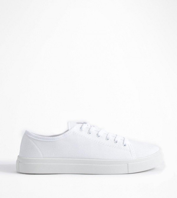 White canvas cheap slip on trainers
