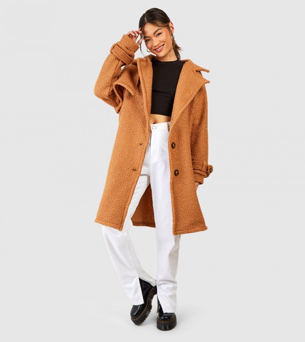 Textured Wool Look Oversized Coat