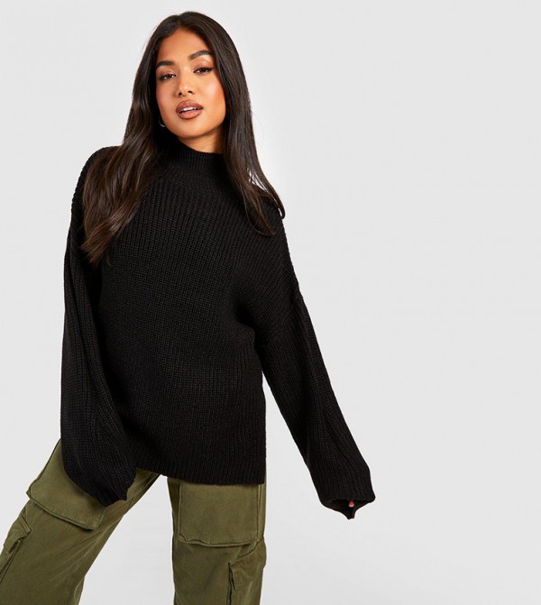 Oversized black turtleneck clearance jumper