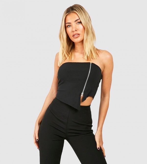 Cropped Strapless Seam Detail Corset Top
