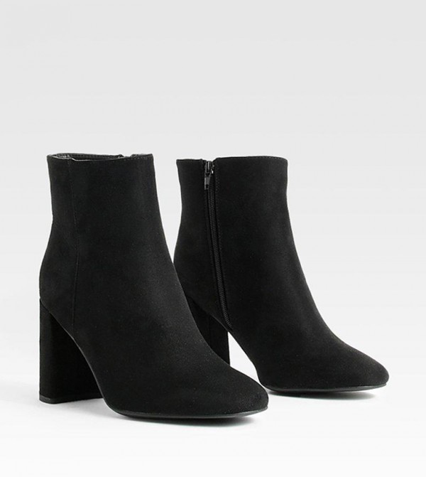 Faux Suede Block Heel Ankle Boots