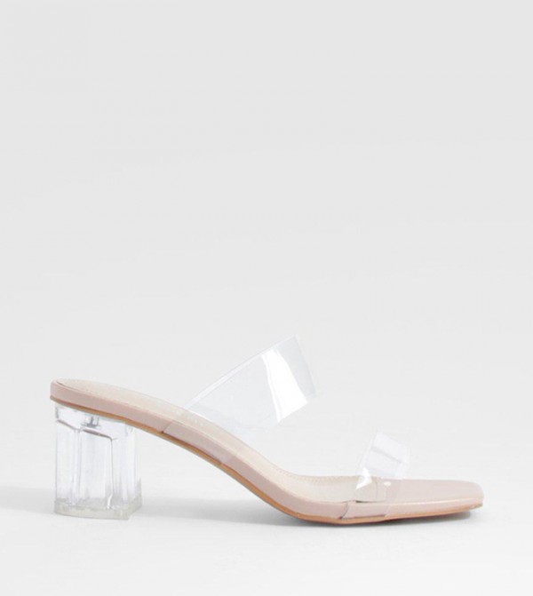 Clear mules block heel outlet
