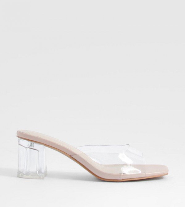 Clear block sales heel shoes