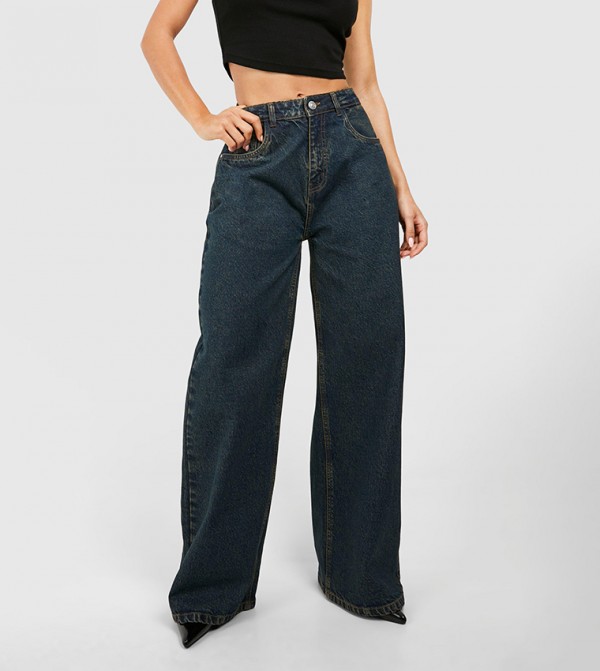 Vintage Tint Indigo High Rise Straight Fit Jeans