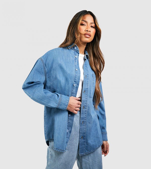 Bright Blue Oversized Denim Shirt