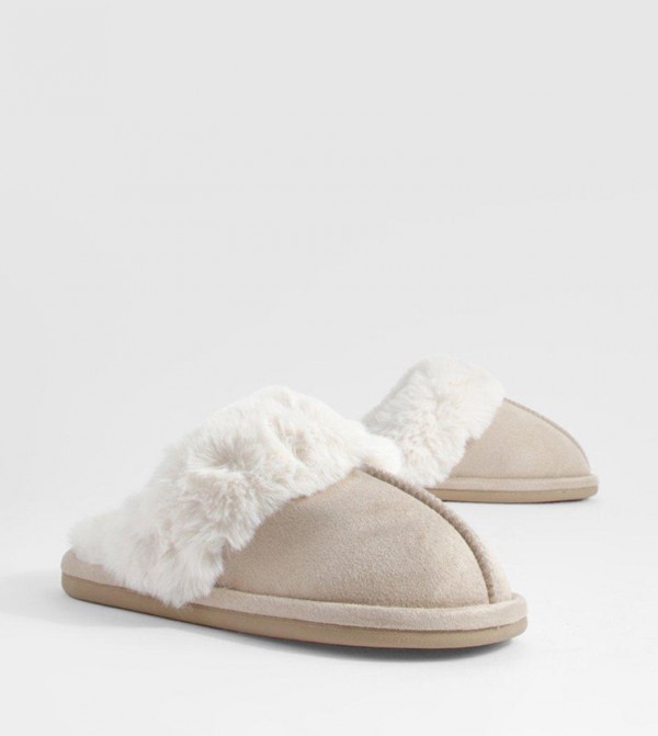 Fluffy mule slippers hot sale