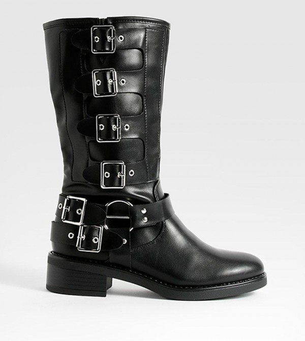 Buy Tommy Hilfiger Monogram Patterned Lace Up Biker Boots In Black