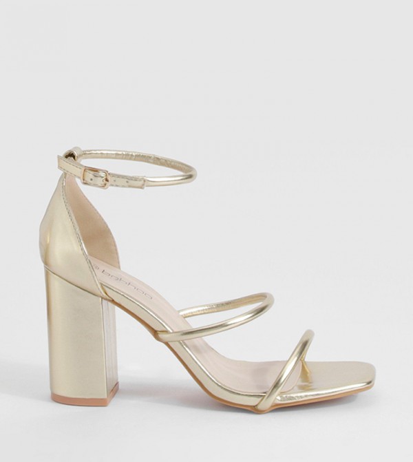 Triple Strap Block Heel Sandals