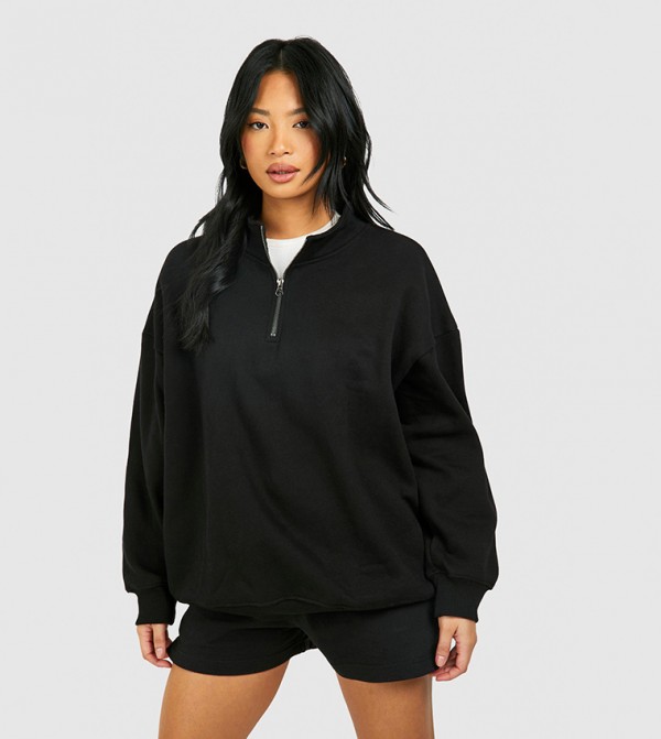 Petite Oversized Half Zip Sweatshirt