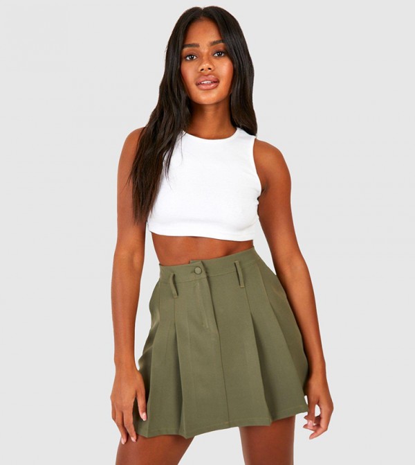 Olive skater cheap skirt outfit