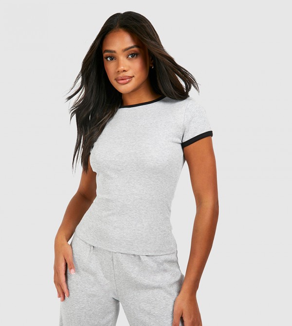 Lounge Grey Ringer T-Shirt