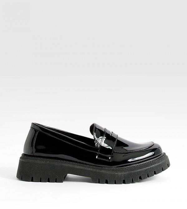 Buy Boohoo Chunky Hardware Detail Loafers In Black | 6thStreet UAE