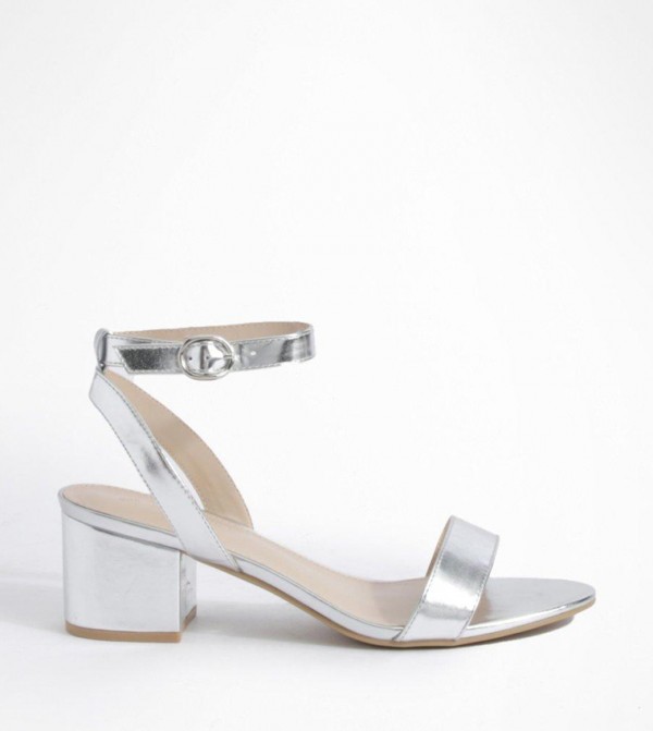 Wide Fit Metallic Block Heel Sandals