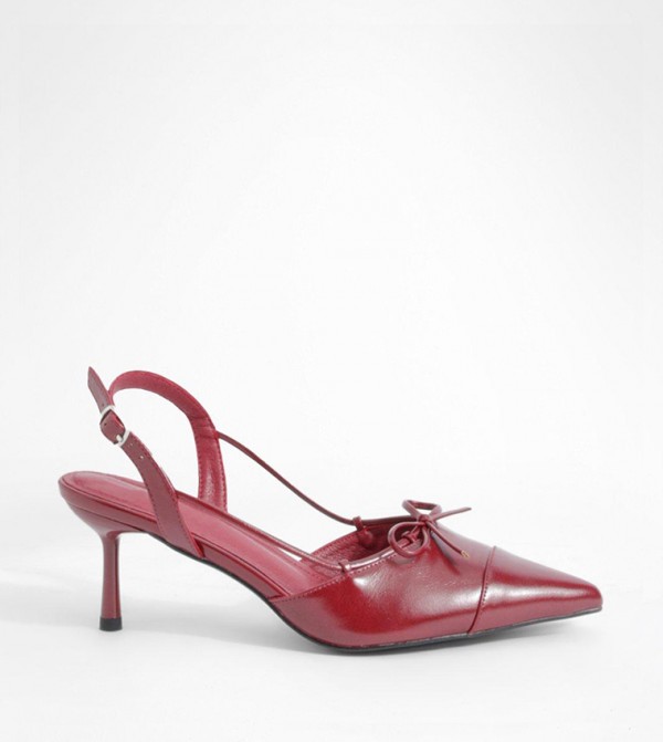 Wide Fit Bow Detail Toe Cap Slingback Pumps