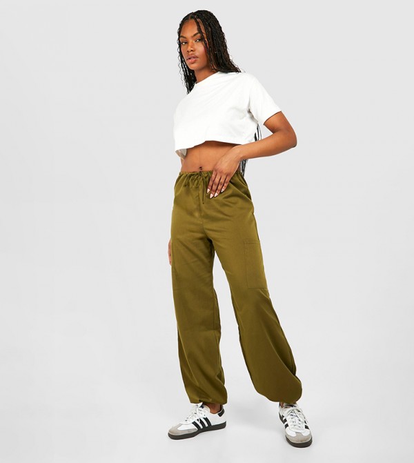 Tall Woven Pocket Detail Cuffed Cargo Jogger Pants