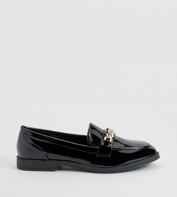 Wide Fit Chain Trim Patent Loafers