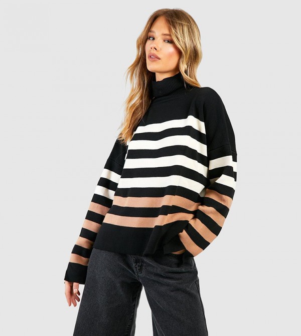 Tonal Striped Knitted Sweater