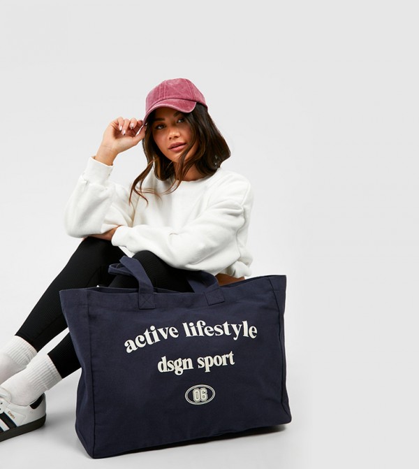 Active Lifestyle Oversized Canvas Tote Bag
