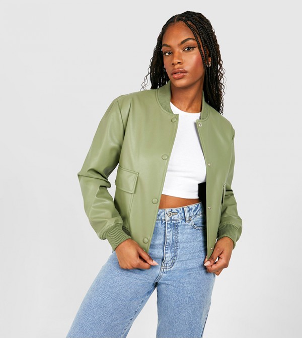 جاكيت بومبر طويل بجيب 