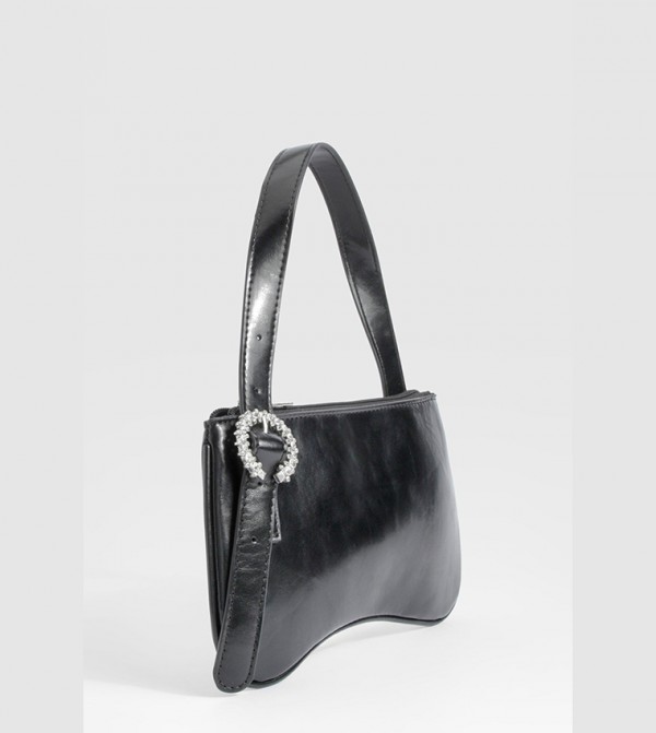 Buy Boohoo Diamante Buckle Shoulder Bag In Black | 6thStreet Saudi Arabia