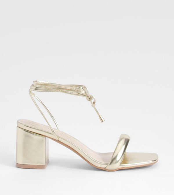 Metallic Low Block Heel Sandals