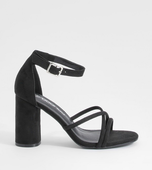 Rounded Heel Cross Strap Sandals