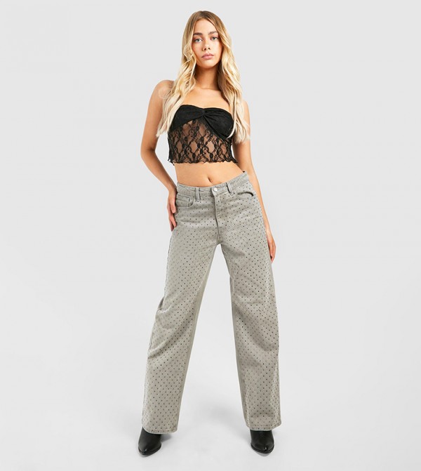 Diamante Hot Fix Straight Fit Jeans