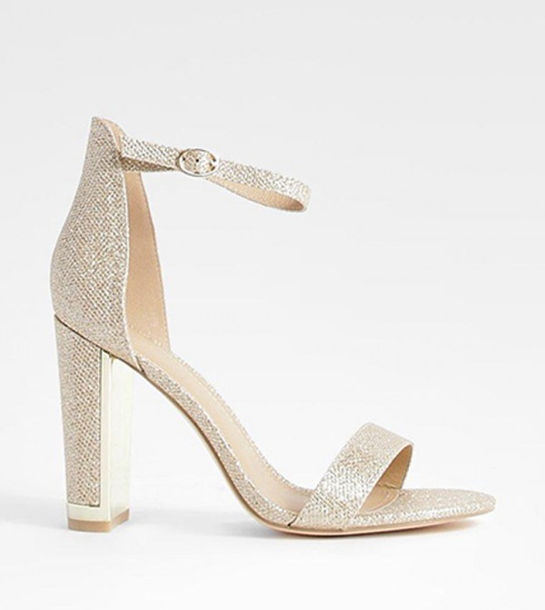 Buy boohoo Outlet Shimmer 2 Part Block Heel Sandals in CHAMPAGNE 6thStreet UAE