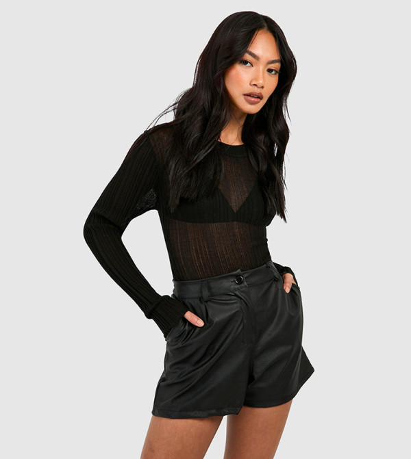 Solid Belted High Waist Shorts