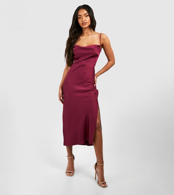 Abstract Satin Detail Slip Dress