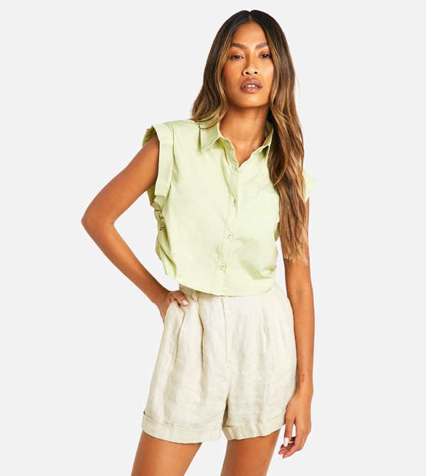 Solid Crop Shirt