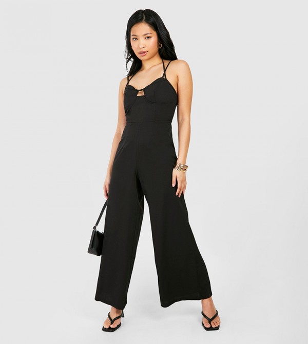 Petite Strap Detail Wide Leg Jumpsuit