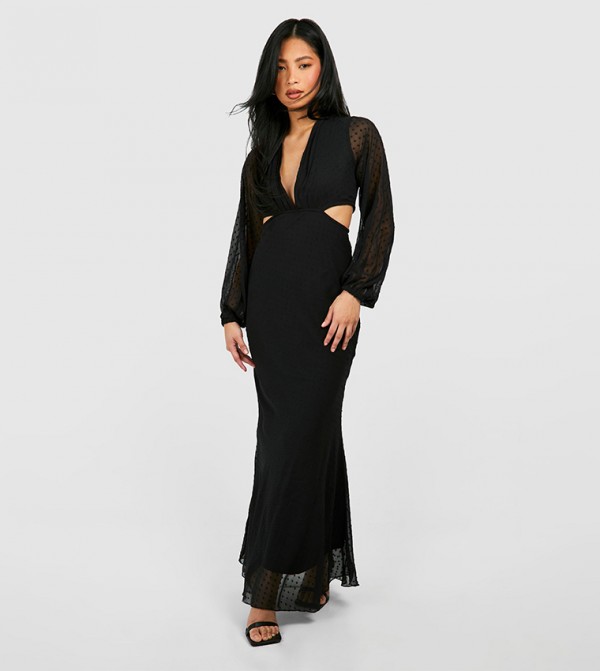 Petite Dobby Cut Out Maxi Dress