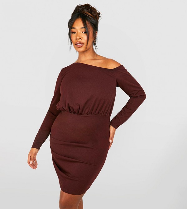 Ruched Off Shoulder Bodycon Dress