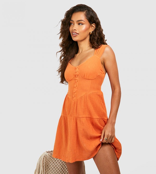Textured Cotton Milkmaid Dress