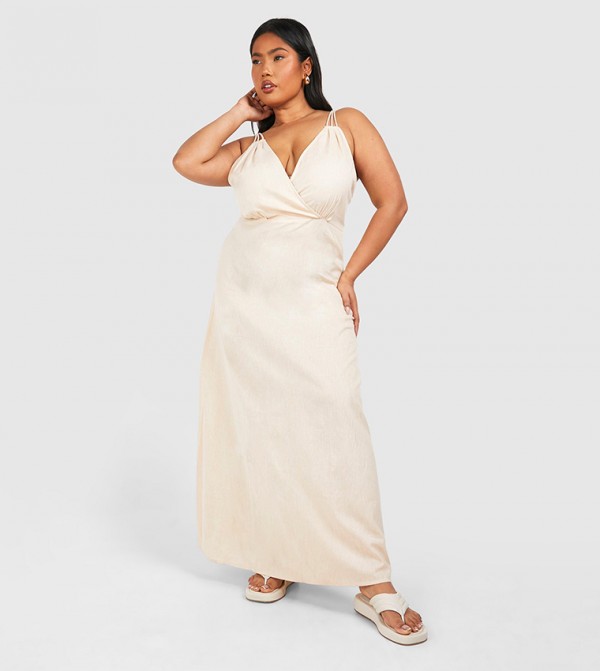 Curve Woven Strappy V-Neck Maxi Dress