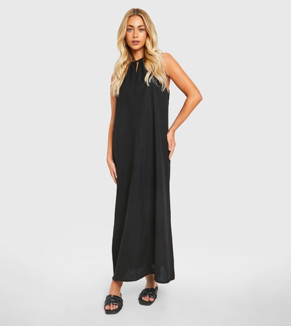 Linen Look Strappy Maxi Dress