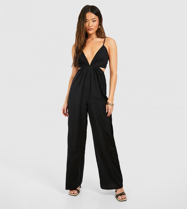 Linen Strappy Cut-Out Jumpsuit