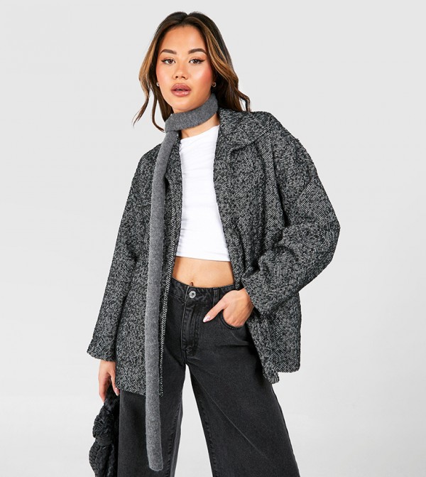Herringbone Belted Jacket