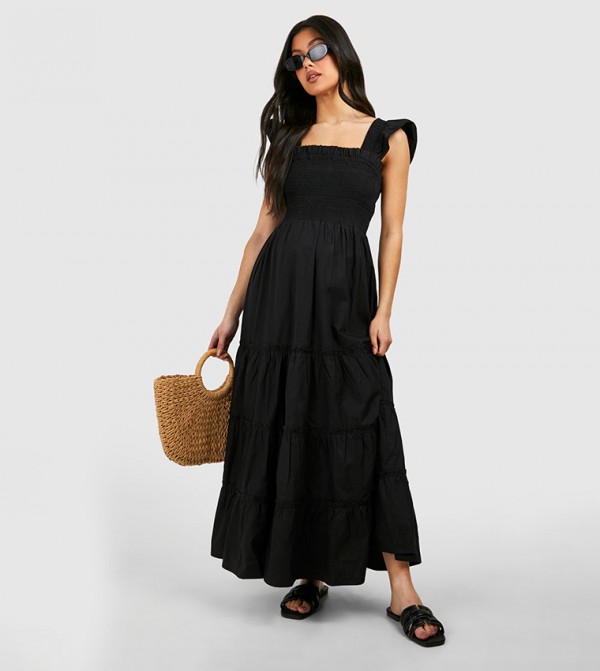 Maternity Frill Sleeves Midaxi Dress
