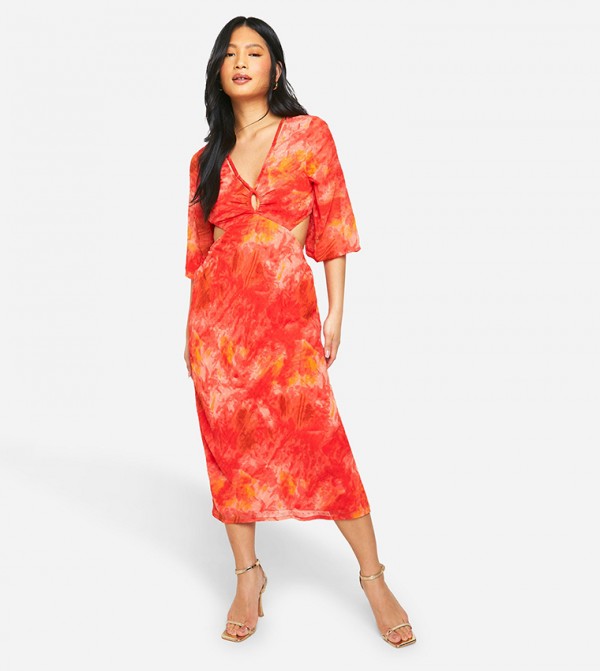 Petite Printed Chiffon Midaxi Dress