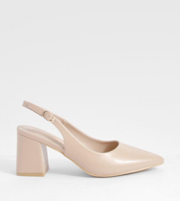 Buy boohoo Slingback Block Heel Court Shoes in Nude 6thStreet UAE