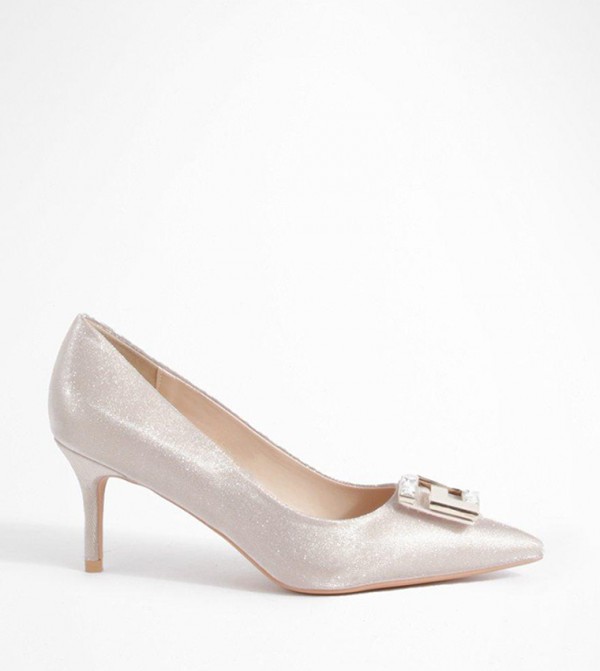 Buy boohoo Metal Trim Shimmer Court Shoes in Pink 6thStreet UAE