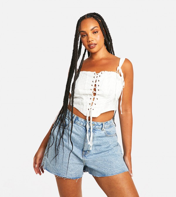 Brodier Lace Up Corset Crop Top