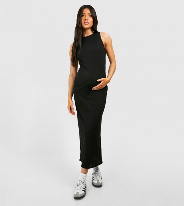 Maternity Ruched Slinky Midi Dress