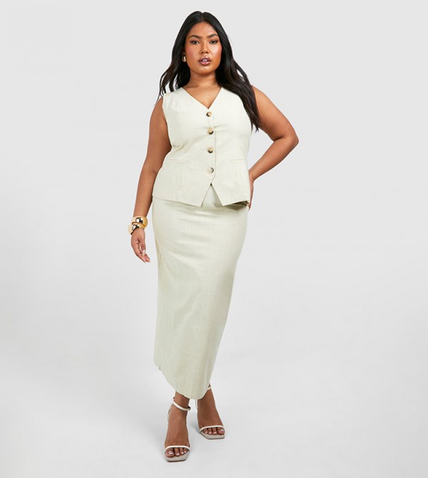 Curve Linen Midaxi Skirt