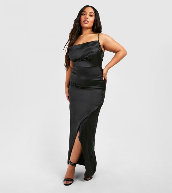 Curve Cowl Neck Strappy Maxi Slip Dress