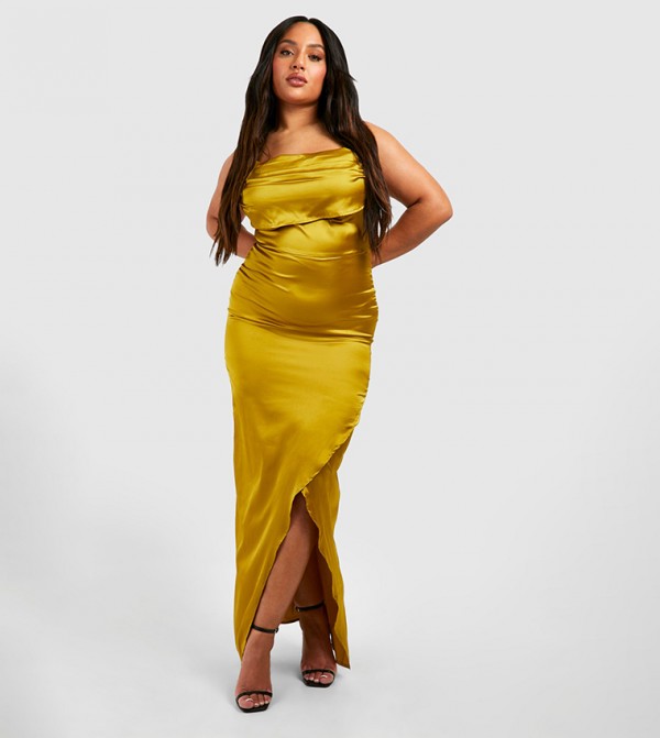 Curve Cowl Neck Strappy Maxi Slip Dress
