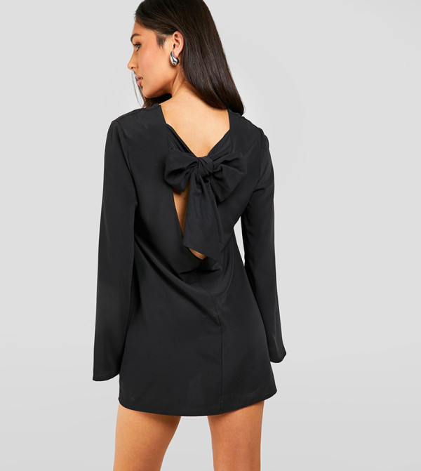 Petite Bow Detail Open Back Mini Dress